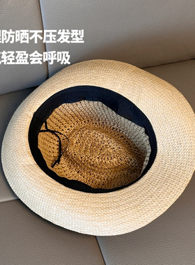 巴拿马手工编织草帽平顶防晒