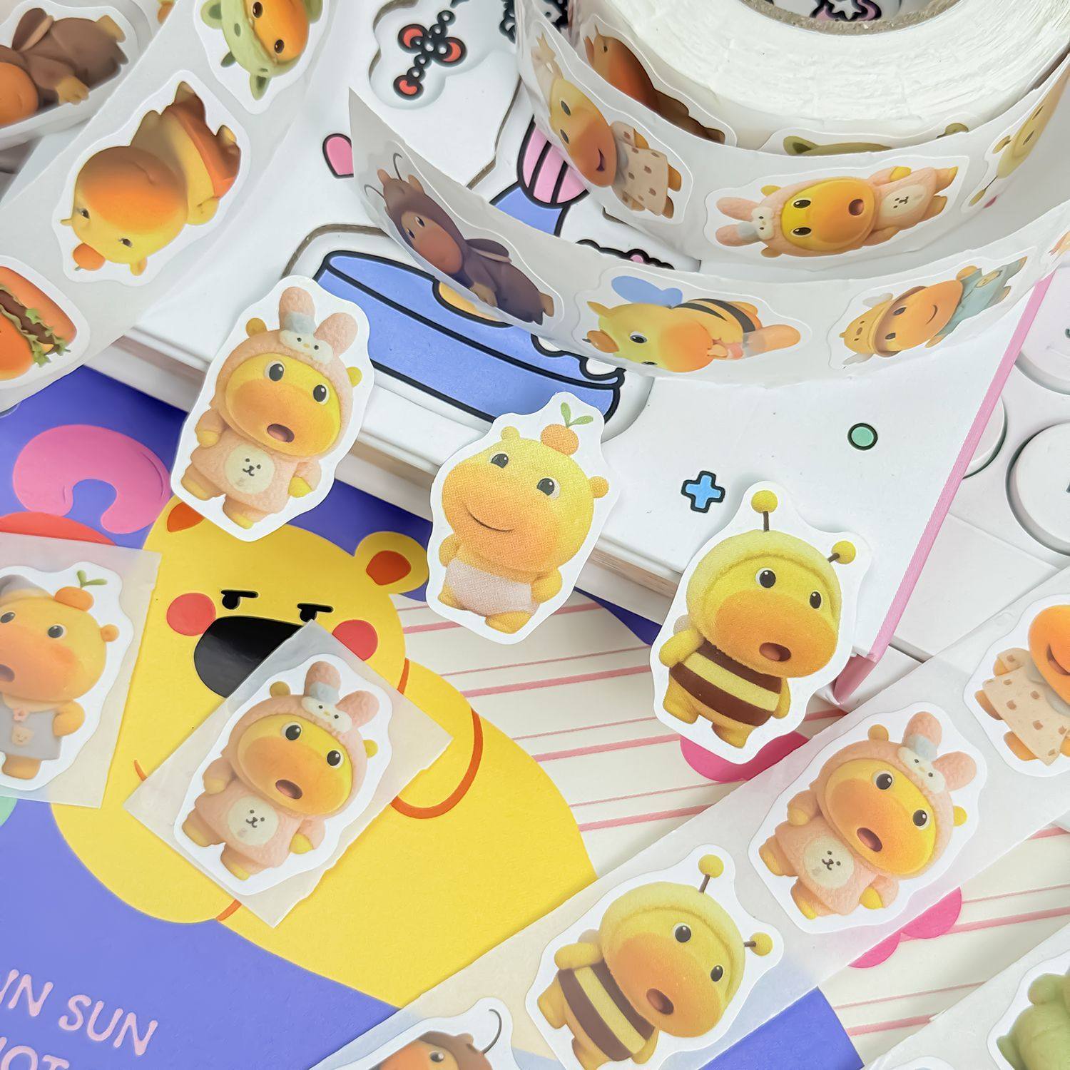 1000贴水豚噜噜卷卷贴个性可爱二次元萌物贴画表情包笔记装饰贴画 - 图2