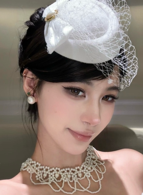 留洋千金法式优雅蕾丝珍珠发夹女