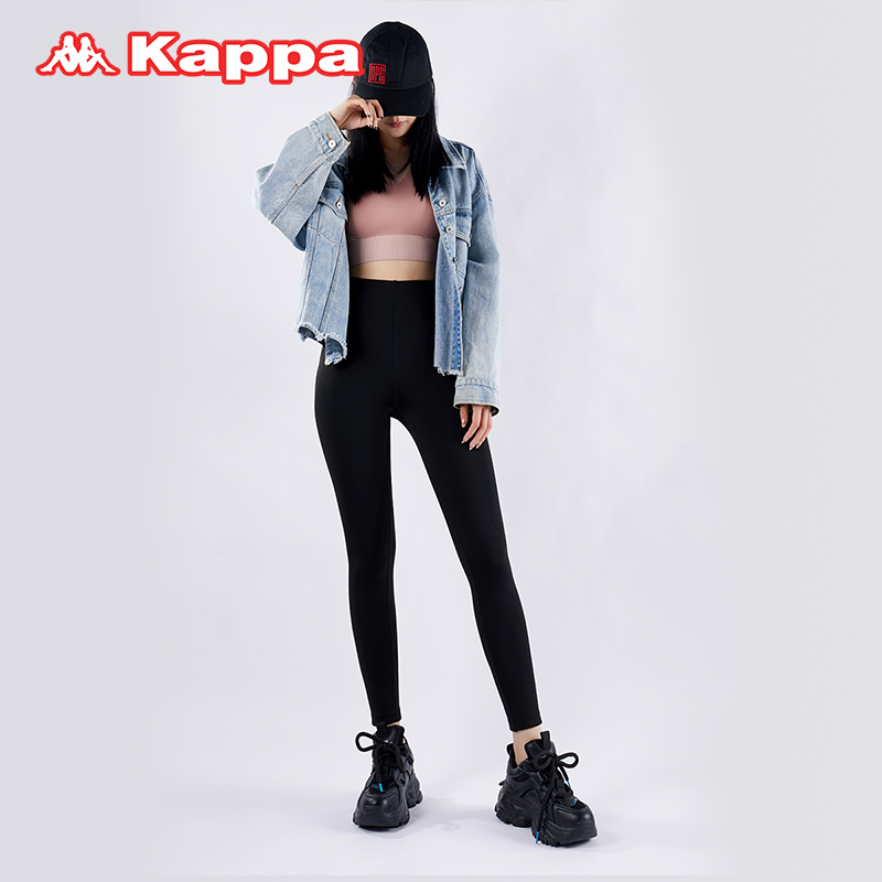 Kappa 卡帕 22秋冬新品女士外穿加绒鲨鱼裤高腰收腹提臀打底裤