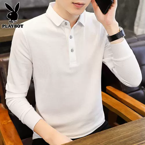 Playboy, мужской базовый приятный телу весенний черный лонгслив, трендовая футболка polo для отдыха