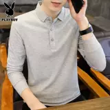 Playboy, мужской базовый приятный телу весенний черный лонгслив, трендовая футболка polo для отдыха