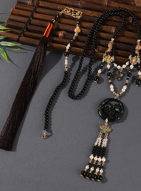 国风中式明制马面裙背云软明制汉服璎珞古风流苏背云吊坠项链