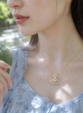高级感锆石芭蕾裙吊坠项链女小众独特精致时尚潮流百搭颈链锁骨链