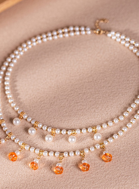 古风项链双层璎珞汉服软璎珞古典多层明制旗袍复古简约古装配饰