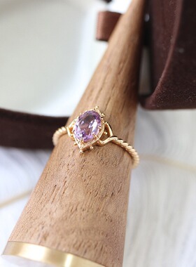 agete高仿天然紫水晶戒指阿卡朵朵夏诞生石系列同款轻奢百搭戒指