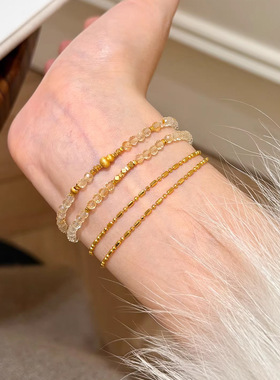 天然黄水晶极细精致手链少女手链轻奢感小众串珠叠戴葫芦时尚手饰