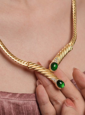 中古vintage项链女高级感叠戴法式秋冬2025新款重工高货项链饰品