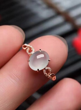 冰种玉髓开口戒指女蛋面玉石指环时尚潮马来热卖新款