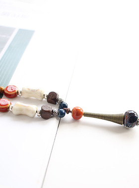 景德镇民族风陶瓷项链复古风长款毛衣链简约新中式国风大气百搭链