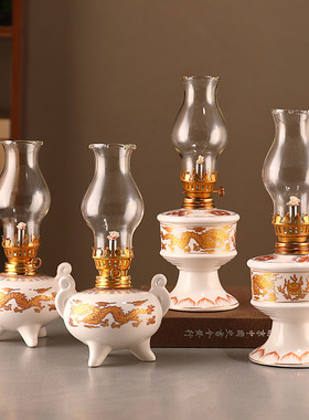 双龙酥油灯煤油灯长明灯供奉油灯老式乔迁入伙油灯喜庆摆件酥油灯