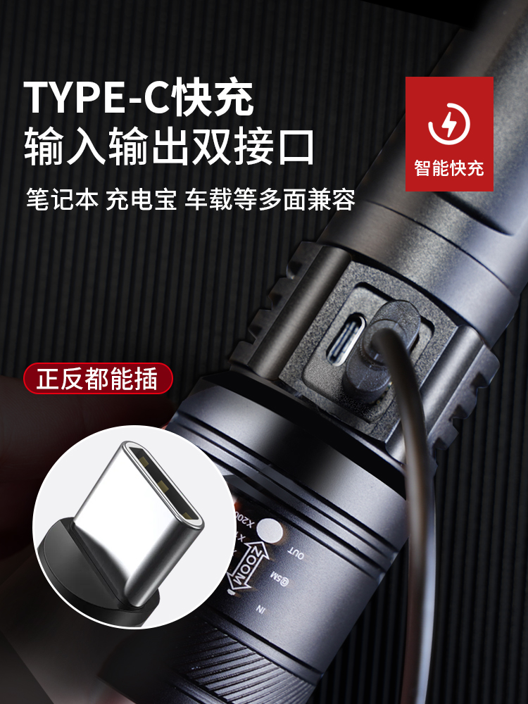 新款硕森GM98 GM99白激光手电筒超亮强光可充电户外家用小型照明 - 图3