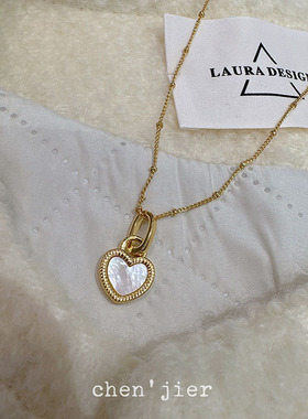 黑色桃心项链女小众设计感