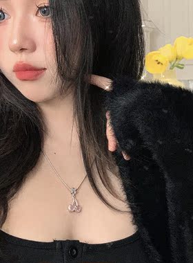 樱桃镶钻项链锁骨链女