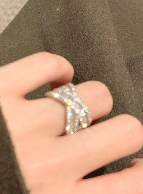 开口戒指指环锆石小众设计女