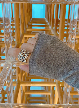 高级感欧美风bv编织女ins戒指