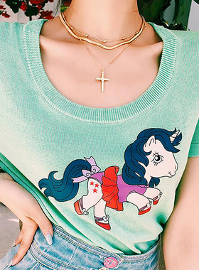 钛钢十字架叠戴项链女