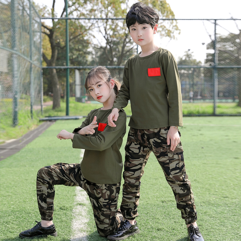 儿童迷彩服套装男童特种兵夏季女表演服装夏令营军装纯棉六一演出 - 图0