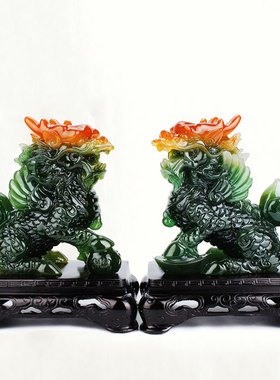 镇宅麒麟摆件一对招财家居装饰品卧室客厅摆设办公室店铺开业礼品