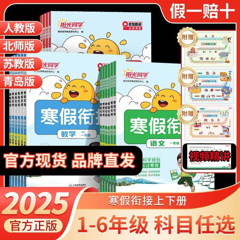 2025春阳光同学寒假衔接作业本寒假口算练字帖阅读一二三年级四五六123456年级语文数学小学生专项训练习册同步复习预习假期作业本