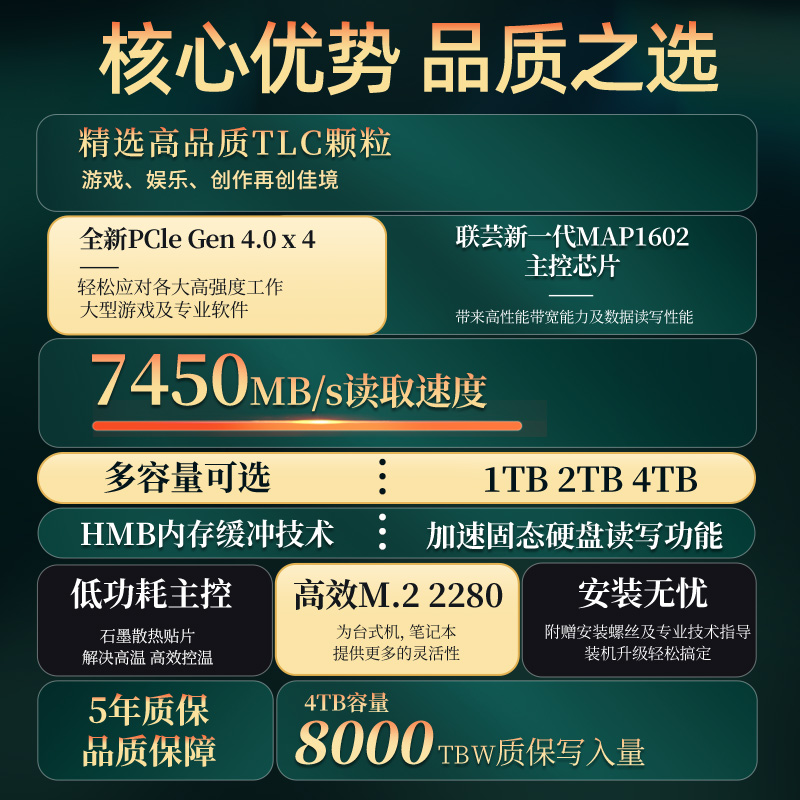 梵想S790固态硬盘4t2t1t台式电脑笔记本PCie4长江存储ps5固态m2