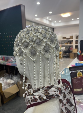 青岛中古优雅法式复古镶钻珍珠发箍跨境高级感设计轻奢发箍头饰