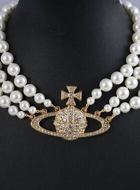 星球系列珍珠项链优雅时尚新款多层珍珠项饰毛衣链礼服旗袍颈链