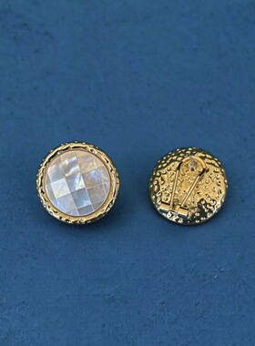 青岛中古复古白色贝壳耳钉戒指耳饰女中古宫廷风高级轻奢跨境耳钉