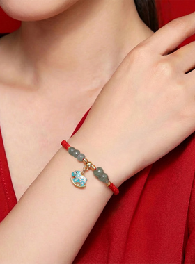 2026新款本命年萌马踏金小马造型手链女编织流苏好运随身金色手串