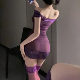 2025新款性感紫色蕾丝包臀裙情侣约会服装女吊带睡衣大码胖mm制服