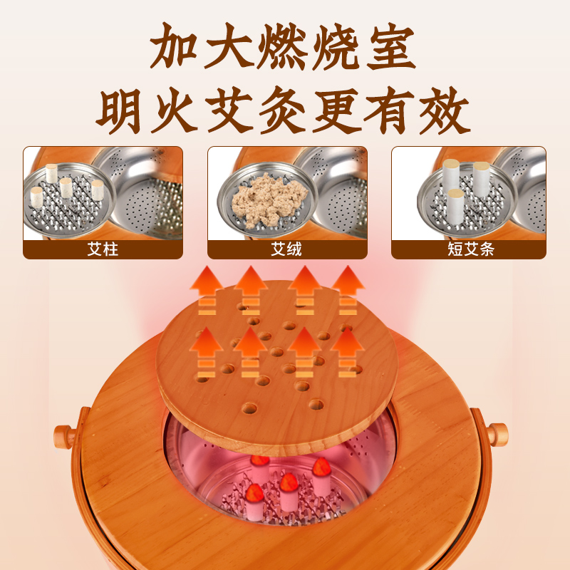 实木艾灸椅子桶坐灸椅凳子坐熏家用无烟坐灸桶坐式熏蒸仪宫寒妇科-图1