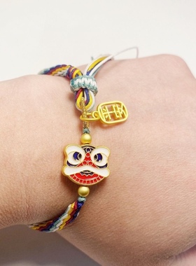 狮来运转ins小众国潮醒狮轮回手链平安福牌编织手绳礼物男女招财