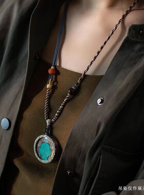 藏式手搓棉绳挂脖项链绳蜜蜡文玩佛牌唐卡绳手工编织配挂绳民族