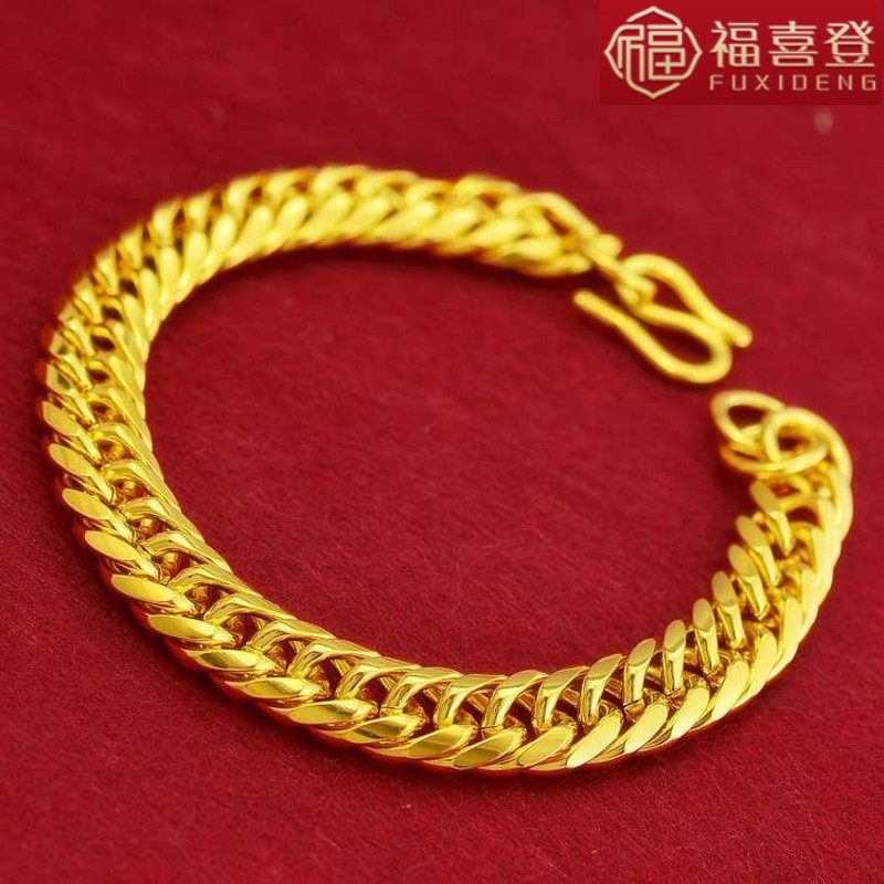 镀金3d硬金不掉色送女友镀欧币手链 福喜登手链