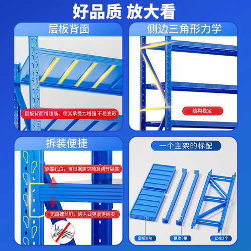 仓储货架超强承重蝴蝶扣多层置物架仓库货物储物架二手清仓包邮 - 图2