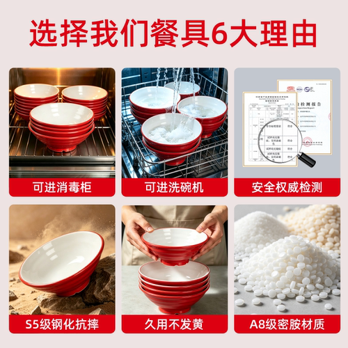钢化A8特厚密胺餐厅面馆专用面碗商用麻辣烫螺蛳粉牛肉拉面大汤碗 - 图1