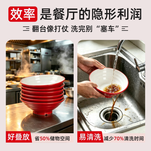 钢化A8特厚密胺餐厅面馆专用面碗商用麻辣烫螺蛳粉牛肉拉面大汤碗 - 图2