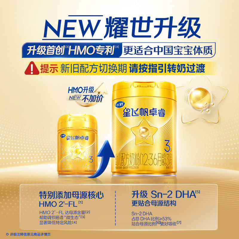 【双11预售】飞鹤星飞帆卓睿3段乳铁蛋白奶粉750g*6罐