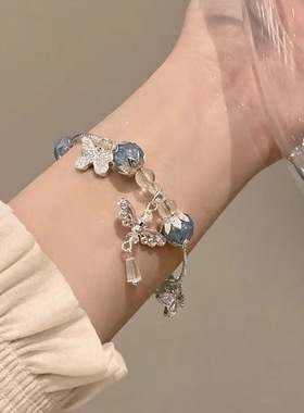 爆花碎花蝴蝶手链女ins小众设计感高颜值蝴蝶学生闺蜜手串女