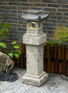 仿石灯笼庭院户外摆件太阳能落地灯日式花园造景布置装饰室外中式