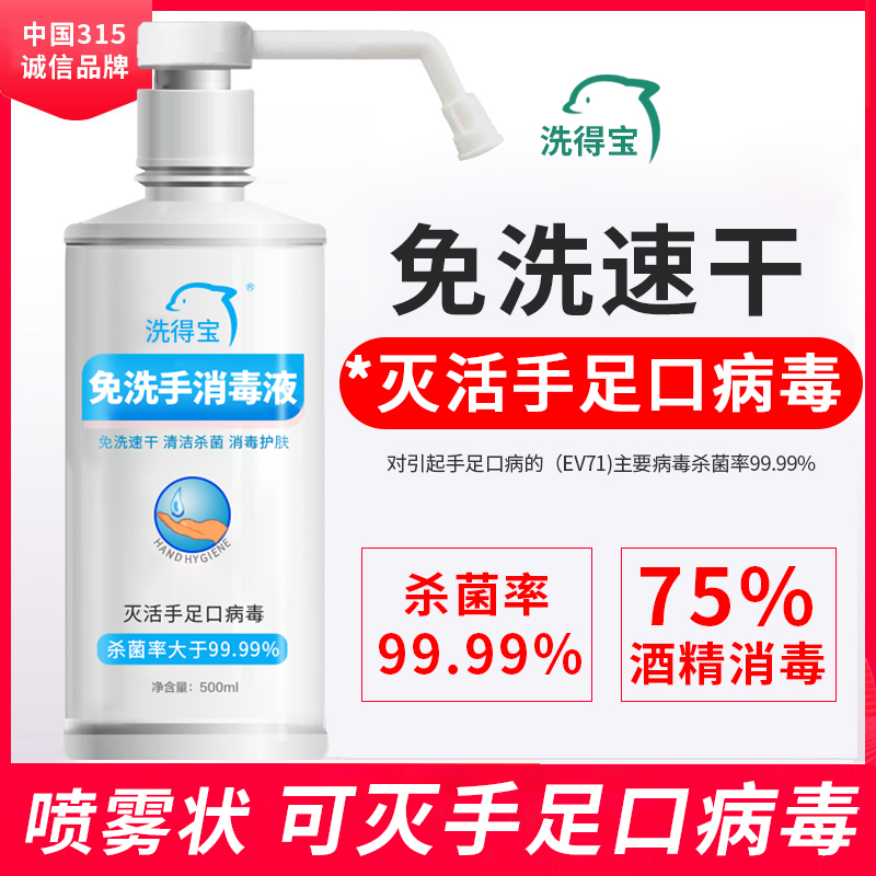 洗得宝75度酒精免洗洗手液灭手足口手消毒液500ml效期至24年12月8 - 图0