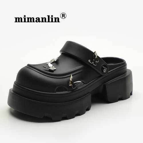 高跟鞋玛丽珍绝美凉鞋女夏季外穿2025新款防滑时尚半拖大头洞洞鞋 - 图3