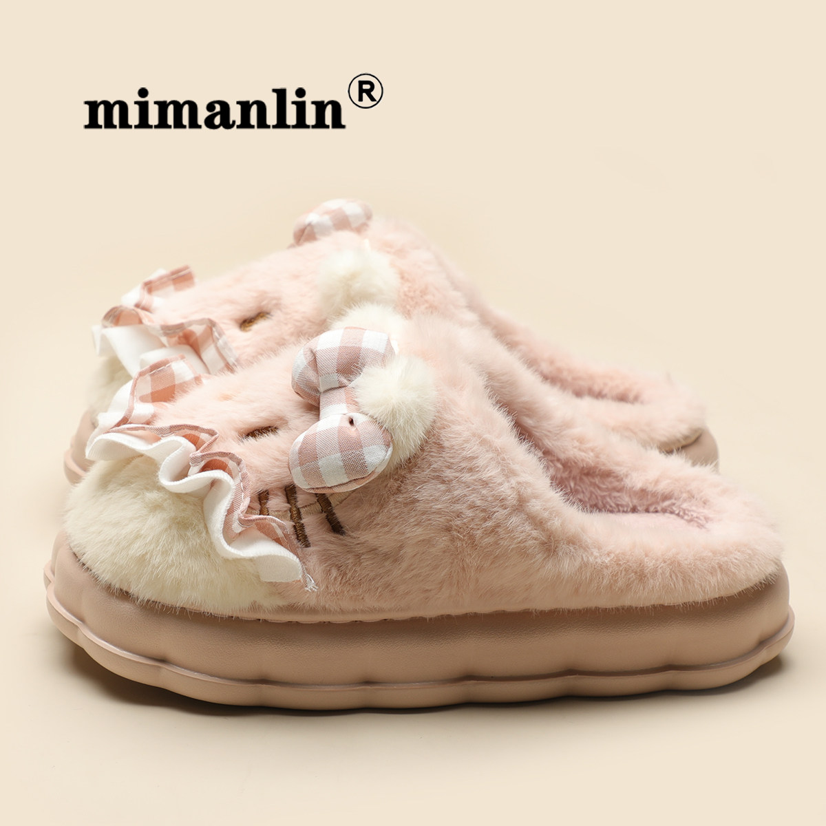 厚底可爱毛毛棉拖鞋女士新款秋冬季加绒保暖室内居家甜美毛绒拖鞋,淘宝优惠券,粉丝福利购,淘宝优惠卷