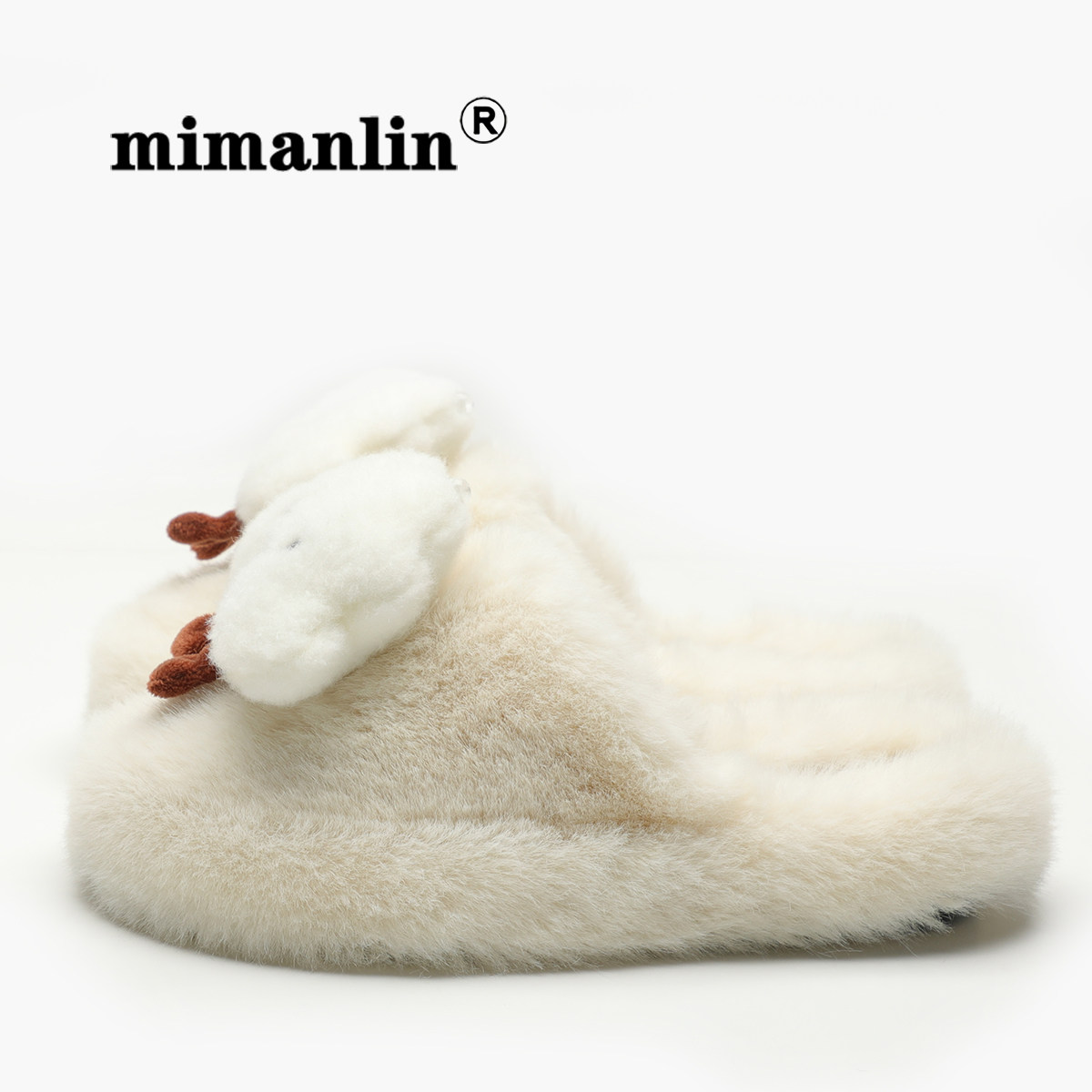 云朵可爱白色平底毛毛拖鞋女外穿春秋时尚网红室内居家毛绒棉拖鞋,淘宝优惠券,粉丝福利购,淘宝优惠卷