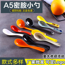 Long handle Hook Spoon Hotel Commercial Dense Amine Spoon Small Soup Spoon High Temperature Spoon Imitation Porcelain Cutlery Plastic Spoon Bending Hook Spoon