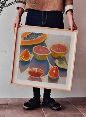 现代简约奶油风油画海报治愈系水果花卉饮品客厅卧室餐厅装饰画芯
