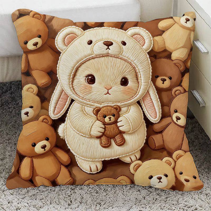 软萌小兔新款印花抱枕爆款正方形沙发房间摆件靠垫床头腰枕含芯,淘宝优惠券,粉丝福利购,淘宝优惠卷