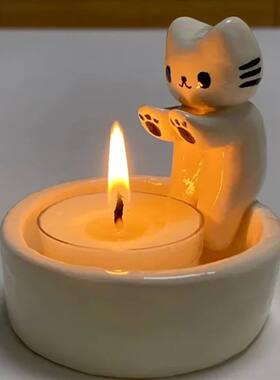 Cartoon Kitten Candle Holder卡通小猫蜡烛架情人节小猫取暖装饰