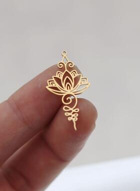 1pcs新款 不锈钢 个性莲花吊坠珠宝制作用品 项链耳环 DIY饰品配