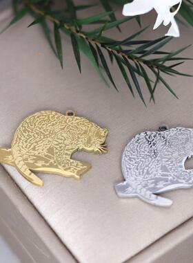 1pcsDIY饰品配件可爱猫咪吊坠不锈钢宠物耳饰项链挂件